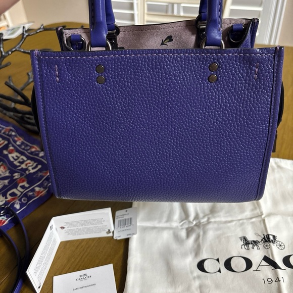 COACH 1941 X DISNEY PURPLE ROGUE 25 SATCHEL BAG 32778 WITH SCARF - Picture 14 of 16
